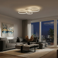 kelvo® NEMESIS KLV-101-0206 Φωτιστικό Οροφής LED 98W 9800lm 360° AC 220-240V IP20 Ρυθμιζόμενο Λευκό CCT με Χειριστήριο από 2700K έως 6000K Dimmable - Lumileds SMD Chip - Λευκό Ματ - Μ89 x Π60 x Υ19cm 