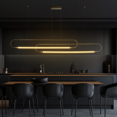 kelvo® GLOW KLV-101-0178 Κρεμαστό Φωτιστικό Οροφής LED 28W 2800lm 360° AC 220-240V IP20 Ρυθμιζόμενο Λευκό CCT με Χειριστήριο από 2700K έως 6000K Dimmable - Lumileds SMD Chip - Χρυσό Πλατίνα - Μ167 x Π