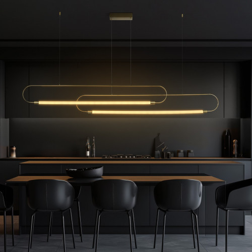 kelvo® GLOW KLV-101-0178 Κρεμαστό Φωτιστικό Οροφής LED 28W 2800lm 360° AC 220-240V IP20 Ρυθμιζόμενο Λευκό CCT με Χειριστήριο από 2700K έως 6000K Dimmable - Lumileds SMD Chip - Χρυσό Πλατίνα - Μ167 x Π