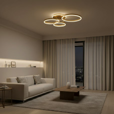 kelvo® VENOM KLV-101-0186 Φωτιστικό Οροφής LED 100W 10000lm 360° AC 220-240V IP20 Ρυθμιζόμενο Λευκό CCT με Χειριστήριο από 2700K έως 6000K Dimmable - Lumileds SMD Chip - Χρυσό Πλατίνα - Μ70 x Π40 x Υ1