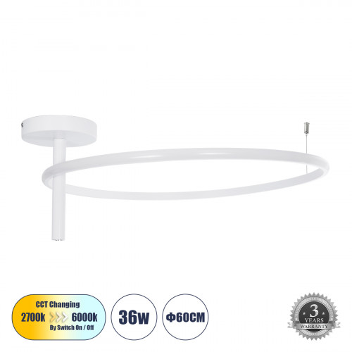 GLOBOSTAR® VERONA 61224 Μοντέρνο Φωτιστικό Οροφής LED 36W 4032lm 360° AC 220-240V IP20 Ρυθμιζόμενο Λευκό CCT με On/Off 2700K/4500K/6000K - Lumileds SMD Chip - Λευκό Ματ - Μ60 x Π60 x Υ23cm - 3 Χρόνια GLOBOSTAR® VERONA 61224 Μοντέρνο Φωτιστικό Οροφής LED 36W 4032lm 360° AC 220-240V IP20 Ρυθμιζόμενο Λευκό CCT με On/Off 2700K/4500K/6000K - Lumileds SMD Chip - Λευκό Ματ - Μ60 x Π60 x Υ23cm - 3 Χρόνια
