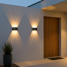kelvo® SIXOAD KLV-101-0006 Φωτιστικό Τοίχου / Απλίκα LED 18W 1800lm 30° AC 220-240V Αδιάβροχο IP65 Θερμό Λευκό 2700K - CREE XPE Chip & TÜV SÜD Driver - Μαύρο Ματ - Μ17 x Π4 x Υ8cm - 5 Χρόνια Εγγύηση