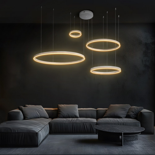kelvo® VENOM KLV-101-0203 Κρεμαστό Φωτιστικό Οροφής LED 150W 15000lm 120° AC 220-240V IP20 Ρυθμιζόμενο Λευκό CCT με Χειριστήριο από 2700K έως 6000K Dimmable - Lumileds SMD Chip - Λευκό Ματ - Μ150 x Π9