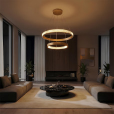 kelvo® DIAMOND KLV-101-0236 Κρεμαστό Φωτιστικό Οροφής LED 75W 7500lm 360° AC 220-240V IP20 Ρυθμιζόμενο Λευκό CCT με Χειριστήριο από 2700K έως 6000K Dimmable - Lumileds SMD Chip - Χρυσό Πλατίνα - Μ60 x