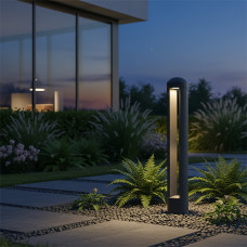 kelvo® GREMO KLV-101-0122 Φωτιστικό Κολωνάκι Κήπου LED 7W 875lm 45° AC 220-240V Αδιάβροχο IP65 Θερμό Λευκό 2700K - Bridgelux COB Chip & TÜV SÜD Driver - Γκρι Ανθρακί Ματ - Μ10.8 x Π10.8 x Υ50cm - 5 Χρ