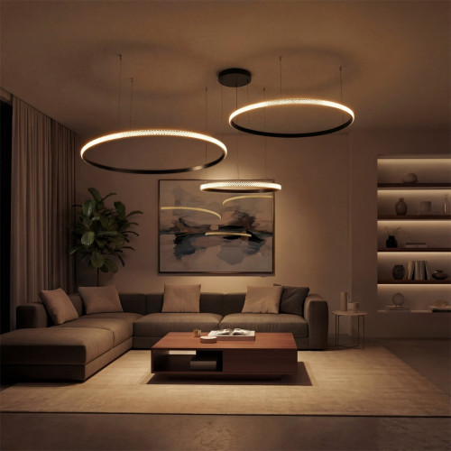 kelvo® DIAMOND KLV-101-0245 Κρεμαστό Φωτιστικό Οροφής LED 150W 15000lm 180° AC 220-240V IP20 Ρυθμιζόμενο Λευκό CCT με Χειριστήριο από 2700K έως 6000K Dimmable - Lumileds SMD Chip - Μαύρο Ματ - Μ170 x 