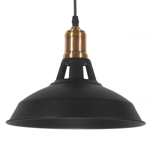 GLOBOSTAR® ANER 01073 Vintage Κρεμαστό Φωτιστικό Οροφής με Ντουί 1 x E27 AC 220-240V IP20 - Μαύρο & Χρυσό - Μ27.5 x Π27.5 x Υ19cm