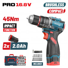 BORMANN Pro BBP1645X22CA BORMANN Pro BBP1645X22CA Δραπανοκατσάβιδο Κρουστικό Compact,Brushless Mπαταρίας 2x2Ah,45Nm