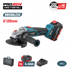 BORMANN Pro BBP5130 ΓΩΝΙΑΚΟΣ ΤΡΟΧΟΣ BRUSHLESS 20V 125ΜΜ & ΜΠΑΤΑΡΙΑ 4ah