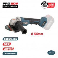 BORMANN Pro BBP5133 ΓΩΝΙΑΚΟΣ ΤΡΟΧΟΣ COMPACT, BRUSHLESS  ΜΠΑΤΑΡΙΑΣ 20V,Li-Ion,Φ125mm,8500rpm-ΣΩΜΑ PRO