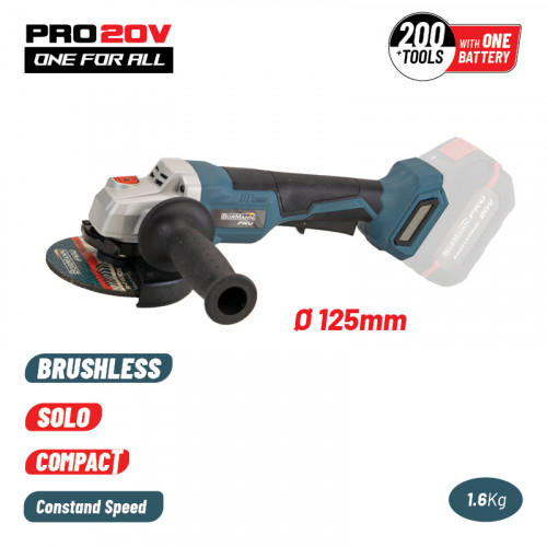 BORMANN Pro BBP5133 ΓΩΝΙΑΚΟΣ ΤΡΟΧΟΣ COMPACT, BRUSHLESS ΜΠΑΤΑΡΙΑΣ 20V,Li-Ion,Φ125mm,8500rpm-ΣΩΜΑ PRO BORMANN Pro BBP5133 ΓΩΝΙΑΚΟΣ ΤΡΟΧΟΣ COMPACT, BRUSHLESS ΜΠΑΤΑΡΙΑΣ 20V,Li-Ion,Φ125mm,8500rpm-ΣΩΜΑ PRO