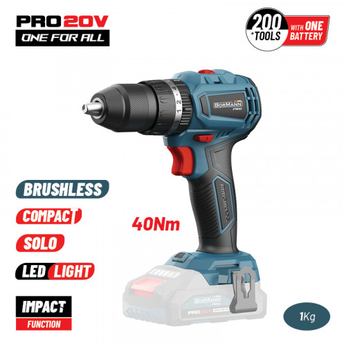 BORMANN Pro BBP5143 BORMANN Pro BBP5143 Δραπανοκατσάβιδο Κρουστικό Compact, Brushless Μπαταρίας 20V, Li-Ion, 2 ταχυτήτων BORMANN Pro BBP5143 BORMANN Pro BBP5143 Δραπανοκατσάβιδο Κρουστικό Compact, Brushless Μπαταρίας 20V, Li-Ion, 2 ταχυτήτων