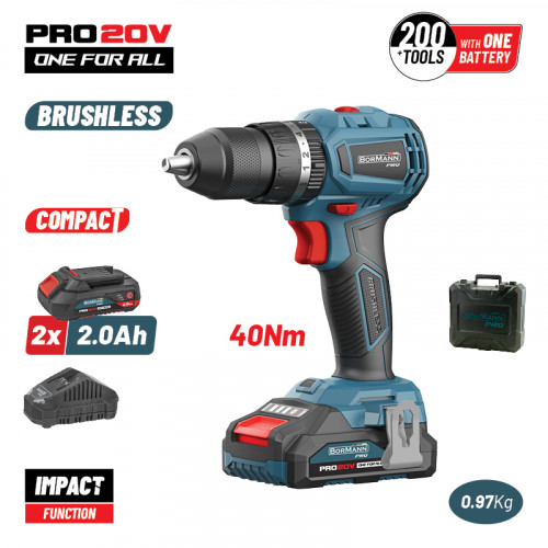 BORMANN Pro BBP5144 BORMANN Pro BBP5144 Σετ Δραπανοκατσάβιδο Compact,Brushless μπαταρίας 20V,Li-Ion με 2 Ταχύτητες BORMANN Pro BBP5144 BORMANN Pro BBP5144 Σετ Δραπανοκατσάβιδο Compact,Brushless μπαταρίας 20V,Li-Ion με 2 Ταχύτητες