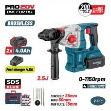 BORMANN Pro BBP5316X44CA BORMANN Pro BBP5316X44CA Πνευματικό Σκαπτικό Μπαταρίας SDS-PLUS Brushless 20V, 2x4.0Ah,3.5J