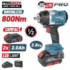 BORMANN Pro BBP5386X22C BORMANN Pro BBP5386X22C Μπουλονόκλειδο Brushless Mπαταρίας 20V,Li-Ion,2x2Ah,800Nm & Βαλίτσα