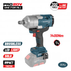 BORMANN Pro BBP5390 BORMANN Pro BBP5390 Μπουλονόκλειδο Brushless Mπαταρίας 20V,Li-Ion,1400Nm,0-900/1200/1500rpm,SOLO