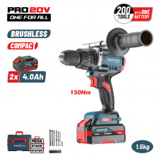 BORMANN Pro BBP5406X44CA ΒΟRMANN Pro BBP5406X44CA Δραπανοκατσάβιδο Κρουστικό,Compact,Brushless Μπαταρίας 20V,Li-Ion,2x4Ah