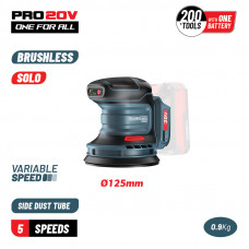 BORMANN Pro BBP5413 BORMANN Pro BBP5413 Τριβείο Έκκεντρο Brushless Μπαταρίας 20V,Li-Ion,125mm,5 Ρυθμίσεις Ταχύτητας,SOLO