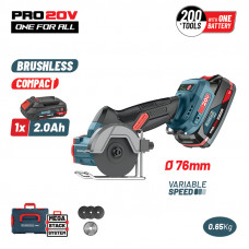 BORMANN Pro BBP5418X2CA BORMANN Pro BBP5418X2CA Μini Brushless Γωνιακός Τροχός Ρυθμιζόμενος 20V, 0-7000/14000/20000rpm,1x2Ah