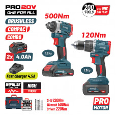 BORMANN Pro BBP5465X44T2CA BORMANN Pro BBP5465X44T2CA Σετ Compact Brushless Κρουστικό Δραπανοκατσάβιδο & Μπουλονόκλειδο 2σε1