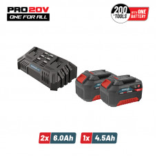 BORMANN Pro BBP9966 BORMANNN Pro BBP9966 Starter Kit 20V,Μπαταρίες 2x6.0Ah & Διπλός Ταχυφορτιστής ,Li-Ion,4.5A