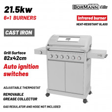 BORMANN ELITE BBQ7061 BORMANN Elite BBQ7061 Ψησταριά Υγραερίου LEGEND 6+1 Εστιών με Μαντεμένια Σχάρα LUXURY TYPE