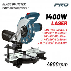 BORMANN Pro BDX2135 BORMANN Pro BDX2135 Φαλτσοπρίονο Φ210x30mm 24T,1400W,4900rpm,LASER