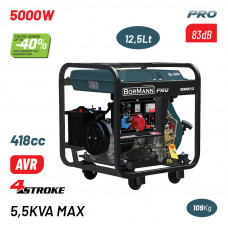 BORMANN Pro BGB9010 BORMANN Pro BGB9010 Γεννήτρια Πετρελαίου Συνεχ. Απόδοση 5000W, 418cc, Μίζα, Μπαταρία,82dB, Tροχοί