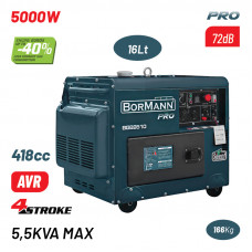 BORMANN Pro BGB9510 BORMANN Pro BGB9510 Γεννήτρια Πετρελαίου Συνεχ. Απόδοση 5000W,418cc,Μίζα,72dB,Πρίζα ATS