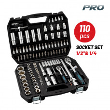 Bormann BHT5180 Σετ Κασετίνα με Καρυδάκια 1/2'', 1/4'' με Καστάνια και Προέκταση Τεμάχια 110 | 028239