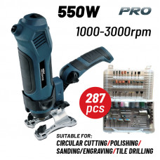 BORMANN Pro BMF5500 BORMANN Pro BMF5500 Πολυεργαλείο 550W, 10000-30000rpm, 287 Εξαρτήματα,Εύκαμπτος Άξονας