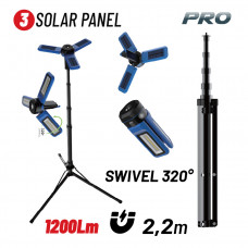 BORMANN Pro BPR6070 ΦΑΚΟΣ/ΛΑΜΠΑ ΕΡΓΑΣΙΑΣ ΕΠΑΝΑΦΟΡΤΙΖΟΜΕΝΟΣ LED 1200Lm, ΜΕ ΗΛΙΑΚΑ ΠΑΝΕΛ,ΑΠΟΣΠΩΜΕΝΟ ΤΡΙΠΟΔΟ ΣΤΗΡΙΞΗΣ & ΜΑΓ
