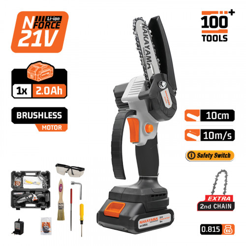NAKAYAMA EC1040 NAKAYAMA EC1040 Κλαδευτικό Αλυσοπρίονο Μπαταρίας 21V Brushless,Λάμα 10cm,825gr,1x2Ah Li-Ion, Βαλίτσα NAKAYAMA EC1040 NAKAYAMA EC1040 Κλαδευτικό Αλυσοπρίονο Μπαταρίας 21V Brushless,Λάμα 10cm,825gr,1x2Ah Li-Ion, Βαλίτσα