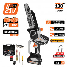 NAKAYAMA EC1200 NAKAYAMA EC1200 Κλαδευτικό Αλυσοπρίονο Μπαταρίας 21V,Brushless,Li-Ion,Λάμα 20cm,1.3kg