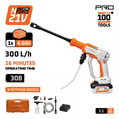 NAKAYAMA PRO EC1660X4CA NAKAYAMA Pr EC1660X4CA Πλυστικό Μπαταρίας 21V,30Bar,300Lt/h,Μπαταρία 4Αh με 6 Λειτουργίες & Βαλίτσα NAKAYAMA PRO EC1660X4CA NAKAYAMA Pr EC1660X4CA Πλυστικό Μπαταρίας 21V,30Bar,300Lt/h,Μπαταρία 4Αh με 6 Λειτουργίες & Βαλίτσα