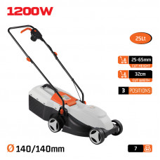 NAKAYAMA EM3220 ΧΛΟΟΚΟΠΤΙΚΗ ΗΛΕΚΤΡΙΚΗ 1200W, ΚΟΠΗ 32cm, ΚΑΔΟΣ 25L, ΡΥΘΜΙΣΗ 3 ΘΕΣΕΩΝ (25/45/65mm), ΤΡΟΧΟΙ 140/140mm