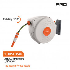 NAKAYAMA PRO GH9160 ΑΝΕΜΗ ΠΟΤΙΣΜΑΤΟΣ ΤΟΙΧΟΥ ΑΥΤΟΜΑΤΗ, ΜΕ ΛΑΣΤΙΧΟ 15m 1/2'' & 4 ΕΞΑΡΤΗΜΑΤΑ, ΠΕΡΙΣΤΡΟΦΗ 180°