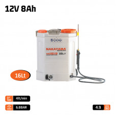 NAKAYAMA NS1619 NAKAYAMA NS1619 Ψεκαστήρας Πλάτης Μπαταρίας 12V,8Ah,16Lt με Ανοξείδωτο Τηλεσκοπικό Αυλό