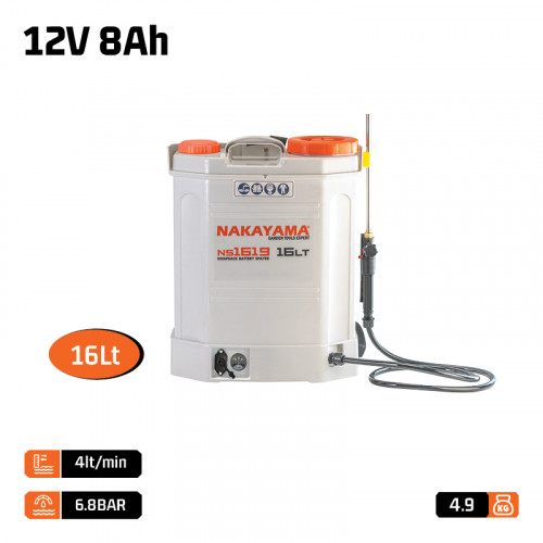 NAKAYAMA NS1619 NAKAYAMA NS1619 Ψεκαστήρας Πλάτης Μπαταρίας 12V,8Ah,16Lt με Ανοξείδωτο Τηλεσκοπικό Αυλό NAKAYAMA NS1619 NAKAYAMA NS1619 Ψεκαστήρας Πλάτης Μπαταρίας 12V,8Ah,16Lt με Ανοξείδωτο Τηλεσκοπικό Αυλό
